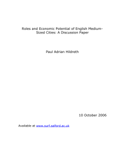 Roles and Economic Potential of English Medium Sized Cities: A