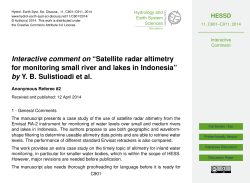 Interactive comment on &ldquo;Satellite radar altimetry for monitoring small