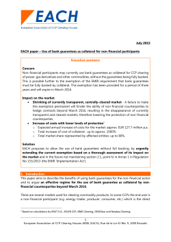 Extension of the use of bank guarantees in the context of EMIR