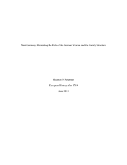 Nazi Germany: Recreating the Role of the German Woman and the