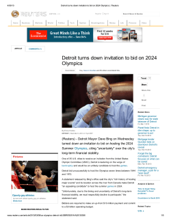 Detroit turns down invitation to bid on 2024 Olympics