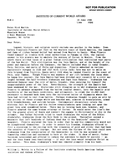 not for publication - Institute of Current World Affairs