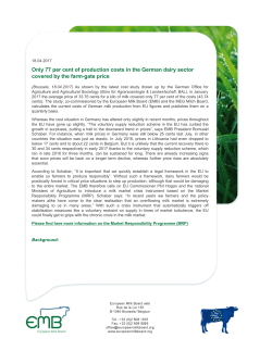 Only 77 per cent of production costs in the German dairy sector