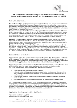 IFK Internationales Forschungszentrum Kulturwissenschaften Senior