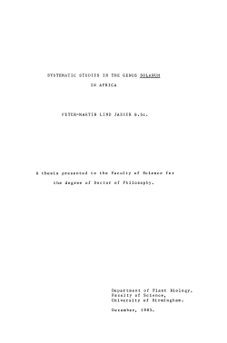 Systematic studies in the genus Solanum in Africa
