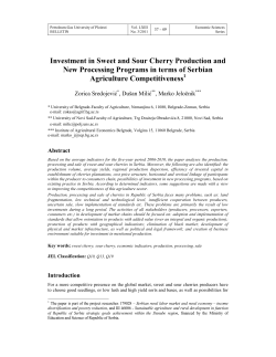 Investment in Sweet and Sour Cherry Production and New