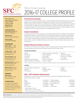 2016&ndash;17 College PRofile - Santa Fe Christian Schools