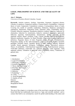 Logic, Philosophy of Science and the Quality of Life