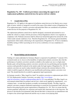 Regulation No. 103 - Uniform provisions concerning the