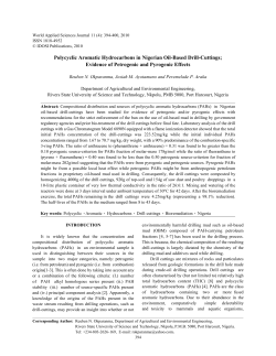 Polycyclic Aromatic Hydrocarbons in Nigerian