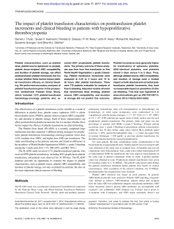 The impact of platelet transfusion characteristics on