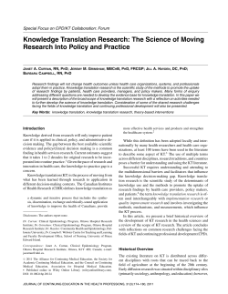 Knowledge translation research: The science of moving research