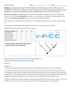 Evolution Project Name Period Cladograms are diagrams showing