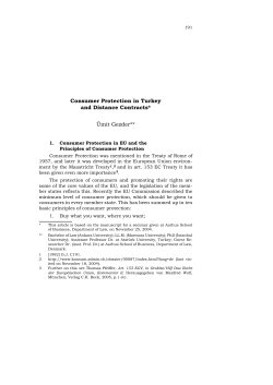 Consumer Protection in Turkey and Distance Contracts* &Uuml;mit Gezder