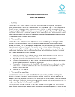 1 Protecting Scotland`s mountain hares Briefing note