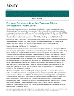 European Commission Launches `Excessive Pricing` Investigation in