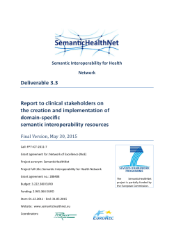D3.3 Report to clinical stakeholders on the