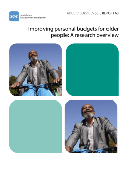 Improving personal budgets for older people: A research