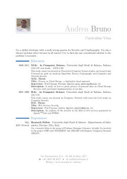 my Resume - Dipartimento di Informatica