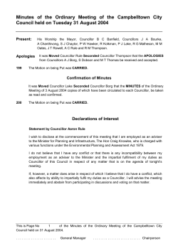 Minutes of Council Meeting 31 August 2004