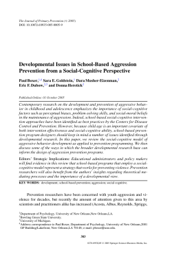 Developmental Issues in School-Based Aggression Prevention from