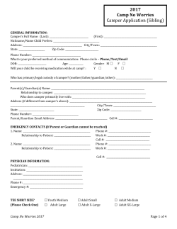 2017 Camp No Worries Camper Application (Sibling)