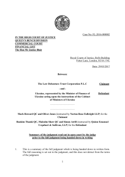 Law Debenture -v- Ukraine - Courts and Tribunals Judiciary