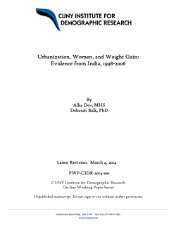 Urbanization, Women, and Weight Gain: Evidence from