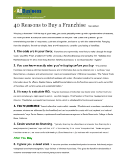 40 Reasons to Buy a Franchise Sara Wilson