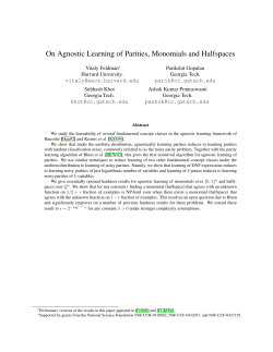 On Agnostic Learning of Parities, Monomials and Halfspaces