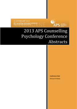 2013 APS Counselling Psychology Conference Abstracts