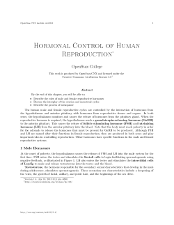 Hormonal Control of Human Reproduction