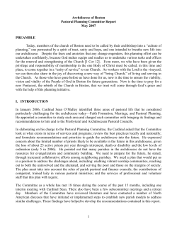Archdiocese of Boston Pastoral Planning Committee Report May