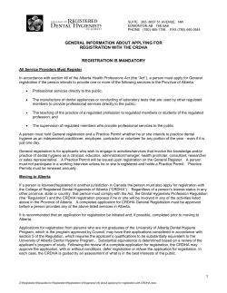 general information about applying for registration with the crdha