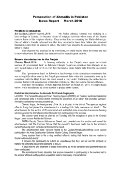 Persecution of Ahmadis in Pakistan News Report
