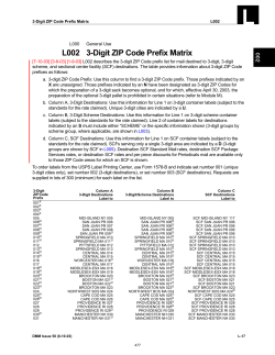 DMM L002 3-Digit ZIP Code Prefix Matrix