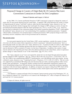 Proposed Change in Country of Origin Rules By US Customs May