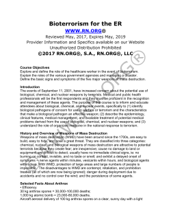Bioterrorism for the ER