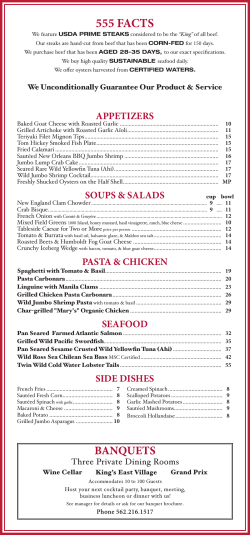 Dinner Menu - 555 East American Steakhouse