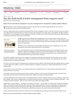 Has the death knell of active management been rung too soon?