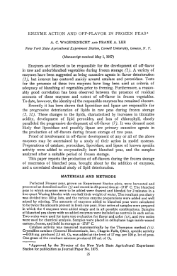 enzyme action and off-flavor in frozen peas