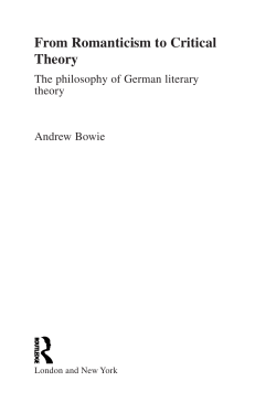 From Romanticism to Critical Theory