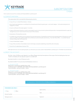 Form to open an account for companies