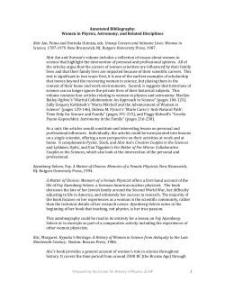 Annotated Bibliography: Women in Physics, Astronomy, and Related