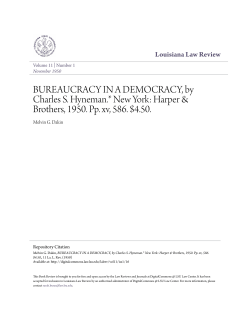 BUREAUCRACY IN A DEMOCRACY, by Charles S. Hyneman