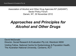 Approaches and Principles for Alcohol and Other Drugs