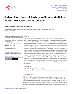 Spleen Function and Anxiety in Chinese Medicine: A Western