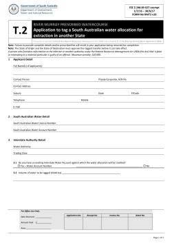 Application to tag a South Australian water allocation for extraction