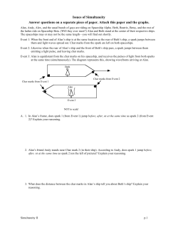 Issues of Simultaneity Answer questions on a separate piece of