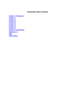 Frankenstein Table of Contents Chapter 1-10